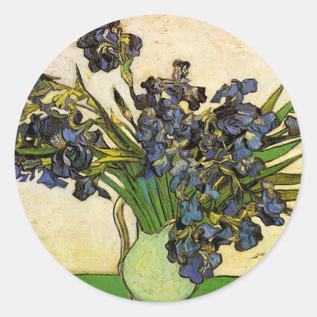 Adesivo Redondo Vase of Irises, Van Gogh (Frente)