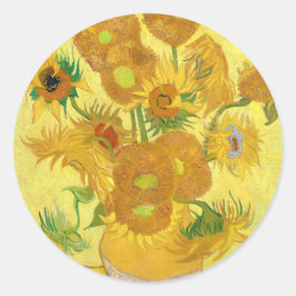 Adesivo Redondo Vase with fifteen sunflowers by Vincent Van Gogh