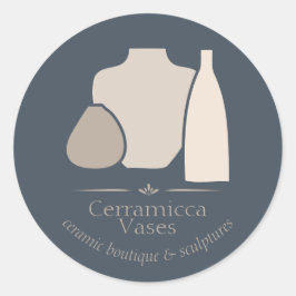 Adesivo Redondo Vaso de cerâmica de porcelana artística bege marin