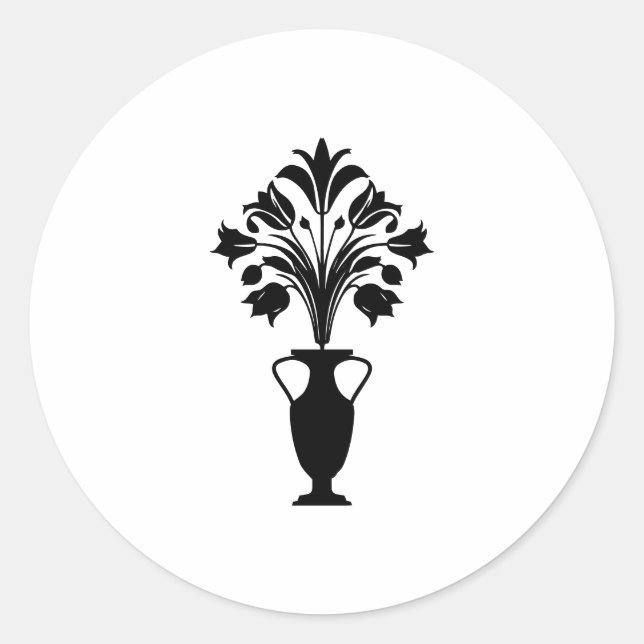 Adesivo Redondo Vaso de Flor Boho Meados do Século (Frente)