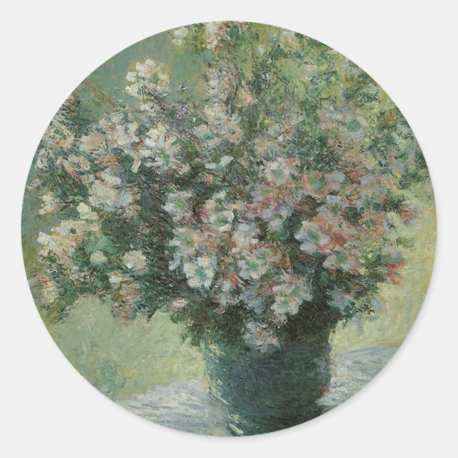 Adesivo Redondo Vaso de Flores por Claude Monet (Frente)