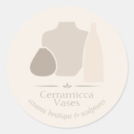 Adesivo Redondo Vaso de Porcelana Cerâmica de Marfim