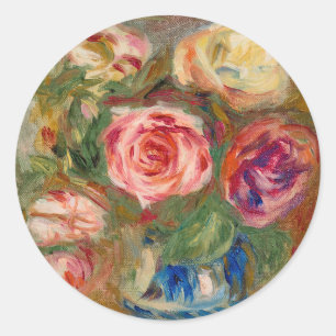 Adesivo Redondo Vaso de Rosas   Renoir
