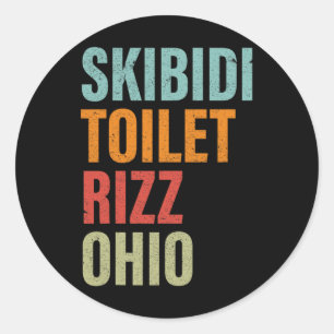 Adesivo Redondo Vaso Sanitário Skibidi Rizz Ohio 