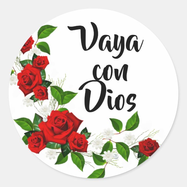 Adesivo Redondo Vaya Con Dios Rosas vermelhas vão com Deus (Frente)