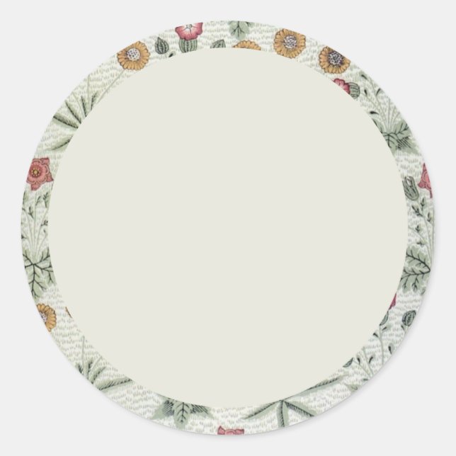 Adesivo Redondo Vazio bege e rótulo floral verde (Frente)