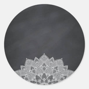 Adesivo Redondo Vazio Chalkboard Mandala Lotus Flower Swirl