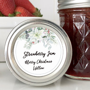 Adesivo Redondo Vazio de Poinsettia Branca Mason Jar