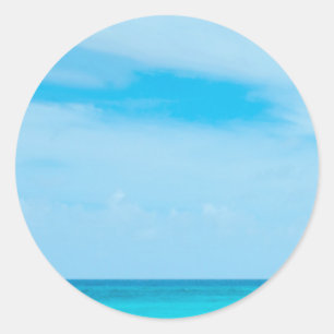 Adesivo Redondo Vazio de Tendência Elegante para Nuvens do Mar Az