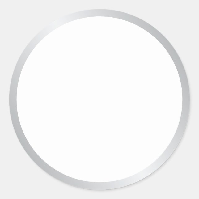 Adesivo Redondo Vazio Elegante Prata e Branco (Frente)