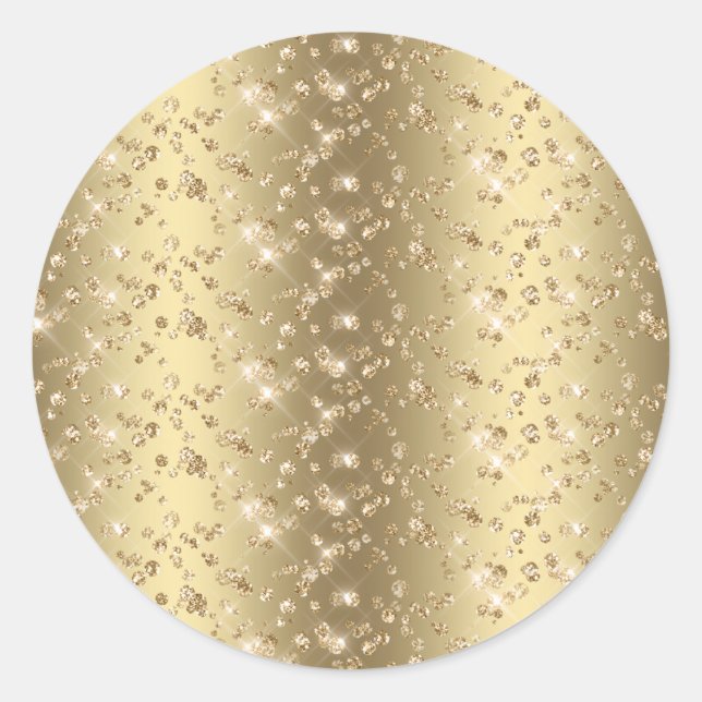 Adesivo Redondo Vazio Glitter Sparkly Dourado (Frente)