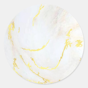 Adesivo Redondo Vazio Modelo Dourado Marble Adicione Seu Texto Mod