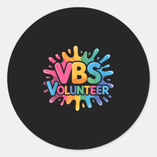 Adesivo Redondo Vbs voluntário gravata tingimento colorido vácatio