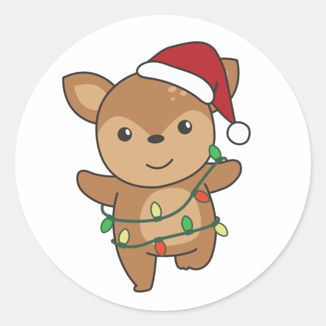 Adesivo Redondo Veado de Natal (Frente)