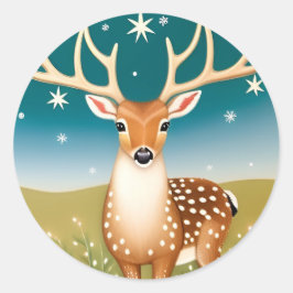 Adesivo Redondo Veado de natal bonito