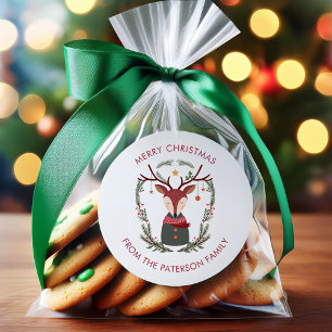 Adesivo Redondo Veado Festivo