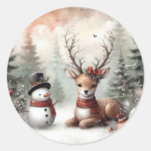 Adesivo Redondo Vedante/boneco de neve clássico