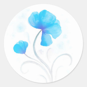 Adesivo Redondo Vedante de casamento/adesivo de flor aquática azul