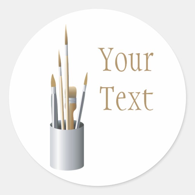 Adesivo Redondo Vedante de escovas de artista (Frente)