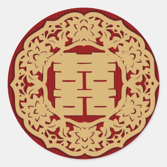 Adesivo Redondo Vedante de Felicidade Chinesa (v4) (Frente)