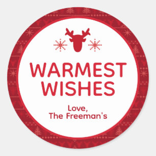 Adesivo Redondo Vedante de Férias Vermelho Nórdico Doce Mais Quent