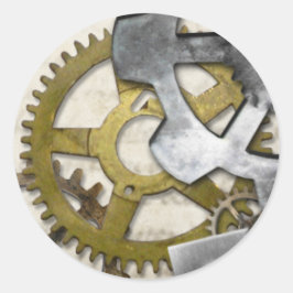 Adesivo Redondo Vedante Industrial De Ursos Metálicos Steampunk.