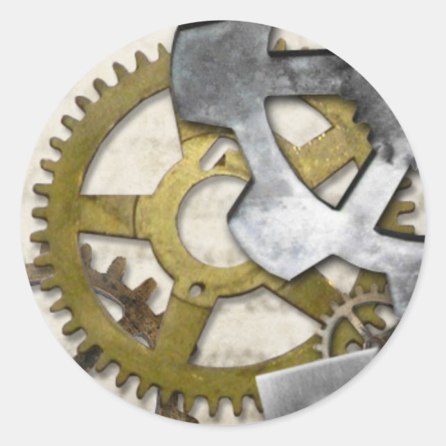 Adesivo Redondo Vedante Industrial De Ursos Metálicos Steampunk. (Frente)