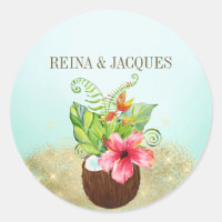 Vedantes de Casal de Palma de Coco Floral Tropicai