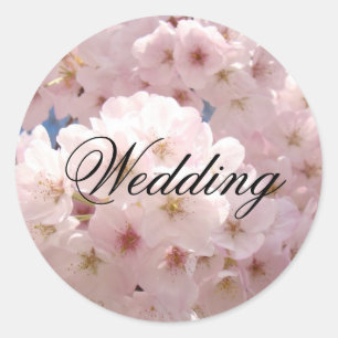 Adesivo Redondo Vedantes de Casamento Cartões Blossomas Rosa