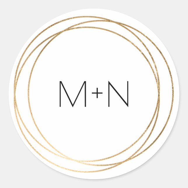 Adesivo Redondo Vedantes de envelope com um quadro Dourado redondo (Frente)