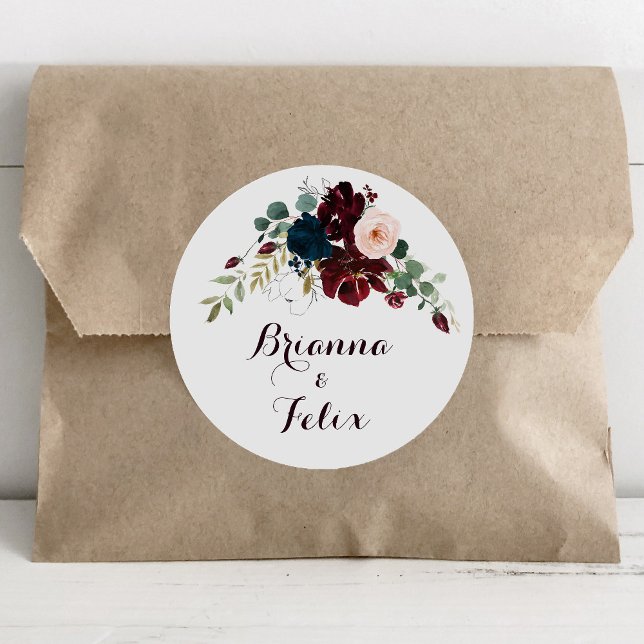 Adesivo Redondo Vedantes de Envelope de Casamento outono Ilustrado (Criador carregado)