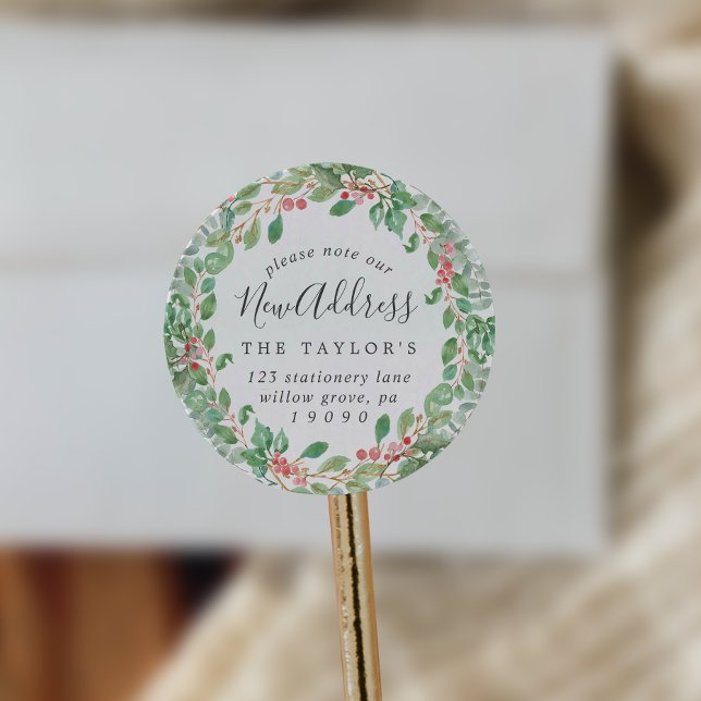 Adesivo Redondo Vedantes de Envelope de Natal Greenery (Criador carregado)