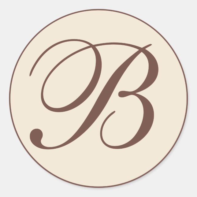 Adesivo Redondo Vedantes de Envelopes Marrom e Creme Monogramados (Frente)