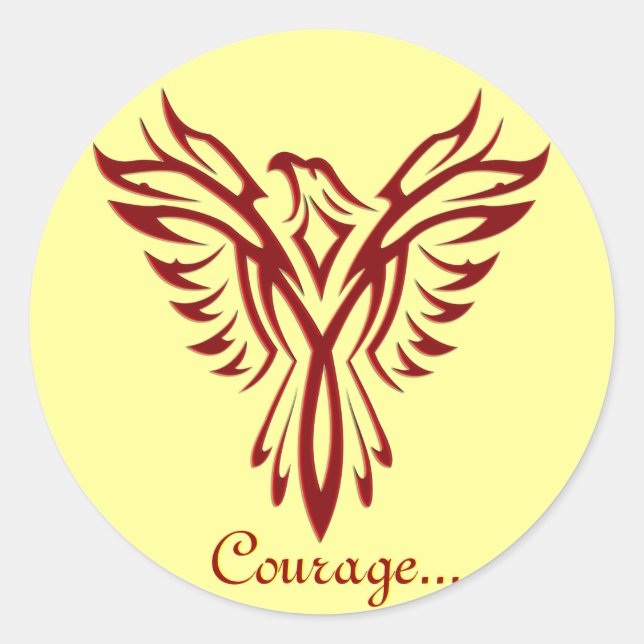 Adesivo Redondo Vedantes de invólucros da Ascensão Crimson Phoenix (Frente)