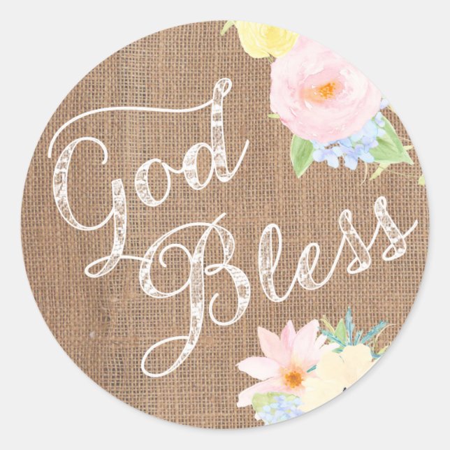 Adesivo Redondo Vedantes de invólucros de deus abençoe para batism (Frente)