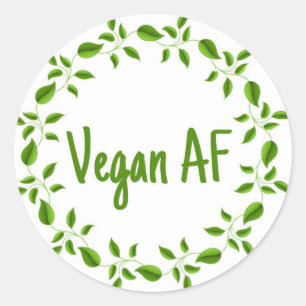 Adesivo Redondo Vegan AF, Vegan Sticker, Vaganismo Vegetariano