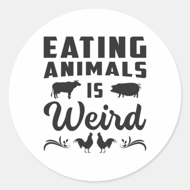 Adesivo Redondo Vegan Animal Rights Vegans Comida Funny Gift Idea (Frente)