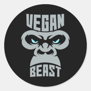 Adesivo Redondo Vegan Beast Workout Muscle Gorilla Gym Bodybuildin