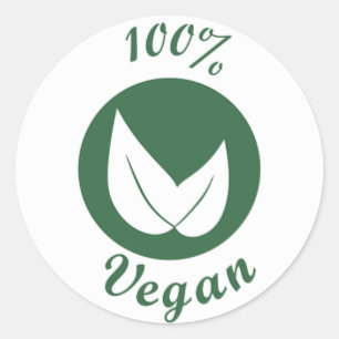 Adesivo Redondo Vegan Design 3 Verde em Branco