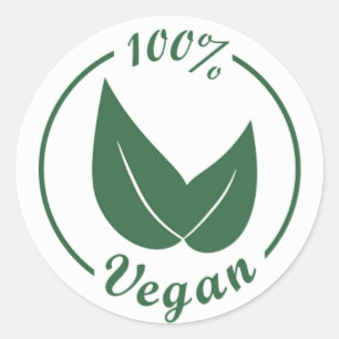 Adesivo Redondo Vegan Design 4 - Verde sobre fundo branco
