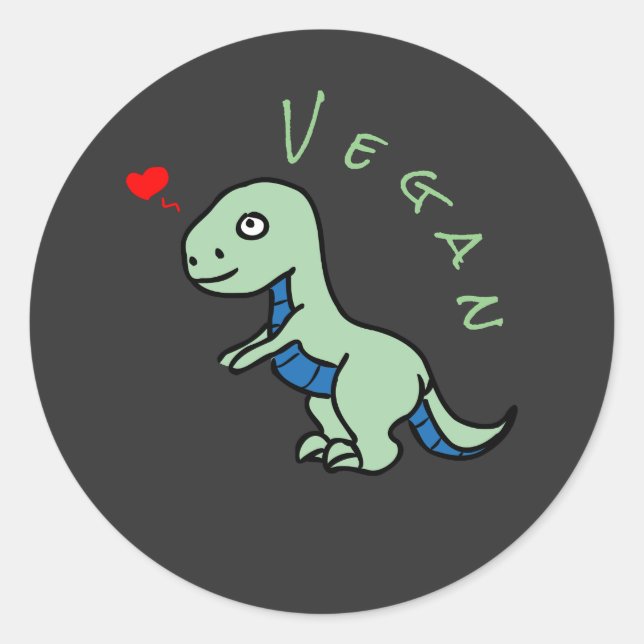 Adesivo Redondo Vegan Dinosaur Kind Dino (Frente)