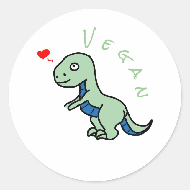 Adesivo Redondo Vegan Dinosaur Kind Dino (Frente)