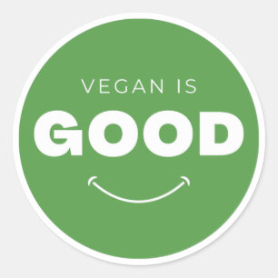 Adesivo Redondo Vegan é bom - Sorriso bonito (branco)