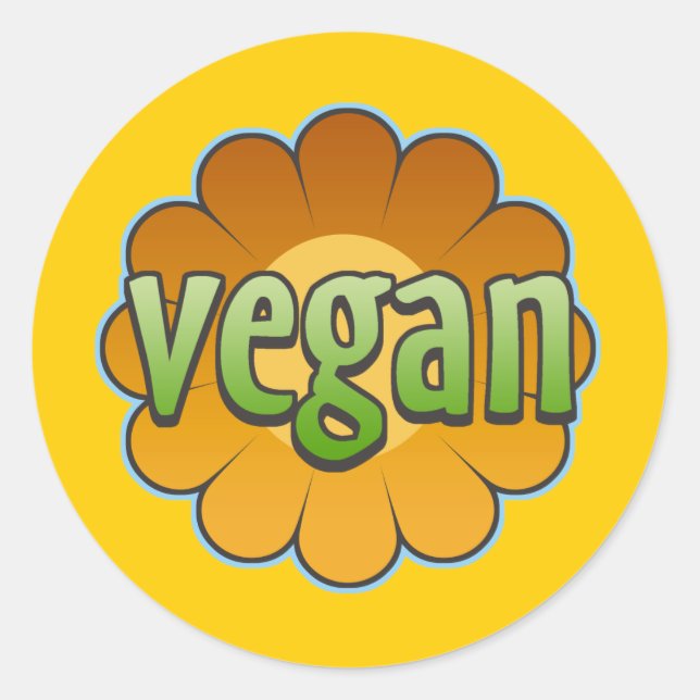 Adesivo Redondo Vegan Flower Stickers (Frente)