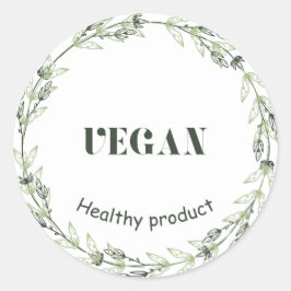 Adesivo Redondo Vegan green white sticker