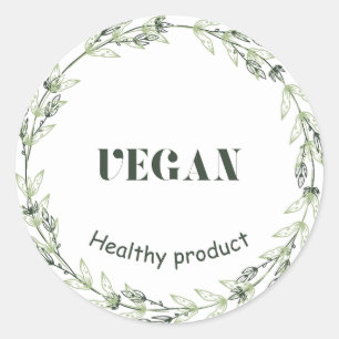 Adesivo Redondo Vegan green white sticker