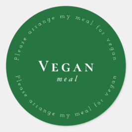 Adesivo Redondo Vegan meal Request Sticker, Dark-Green, White