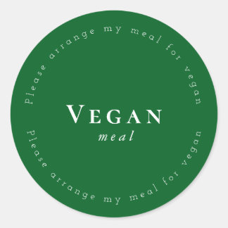 Adesivo Redondo Vegan meal Request Sticker, Dark-Green, White
