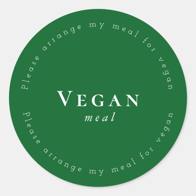 Adesivo Redondo Vegan meal Request Sticker, Dark-Green, White (Frente)