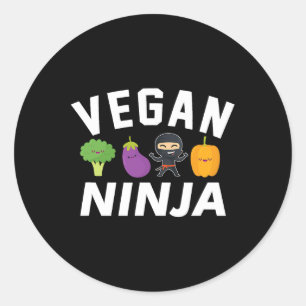 Adesivo Redondo Vegan Ninja Ethical Pro Vegan Kawaii Veggie Brocco